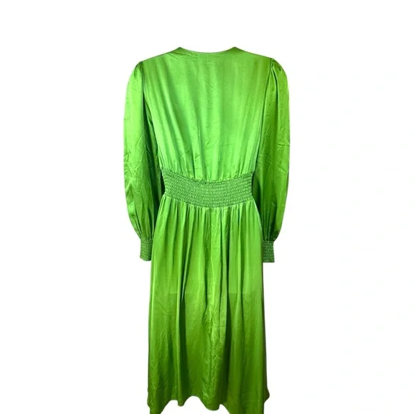 All Saints SZ 0 The‎ Estelle Green  Long Sleeve V-Neck asymmetrical midi dress - Picture 6 of 16